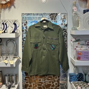 Vintage Olive Green Military Jacket